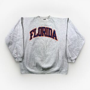 Vintage Florida Gators Sweatshirt Mens L Gray Fleece Crewneck 90s Spellout Logo